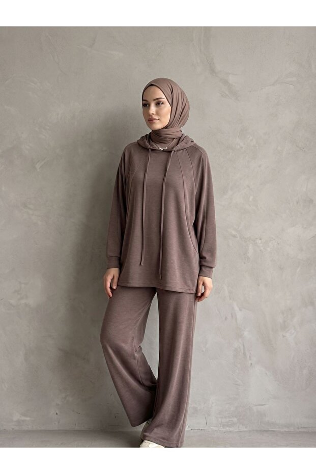 Partial Model Hooded Suit-Light Brown