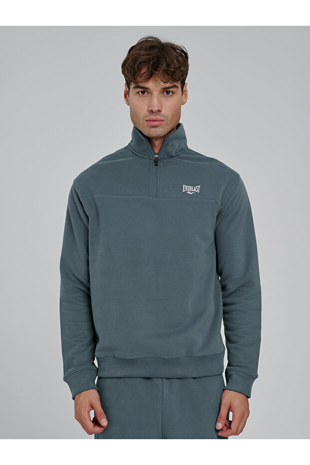 World Regular Green Half Zip Men's Sweatshirt