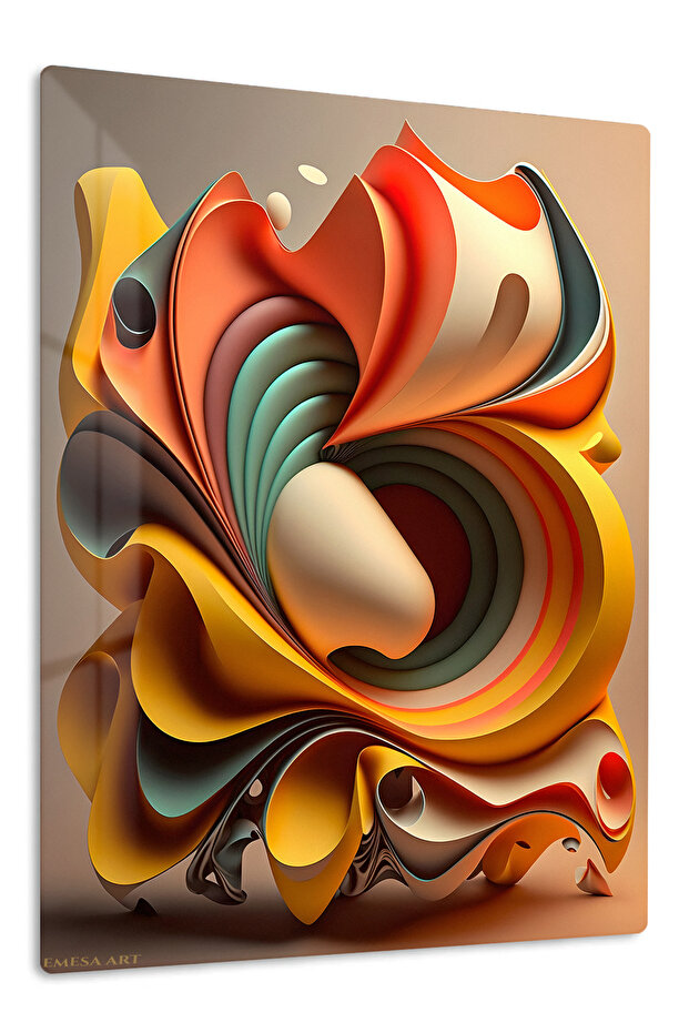 Orange Black Brushstroke Abstract Metal Wall Art