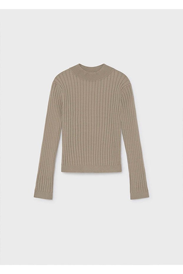 Winter Season Girls' Long Sleeve Half Turtleneck Bady Tshirt - Beige