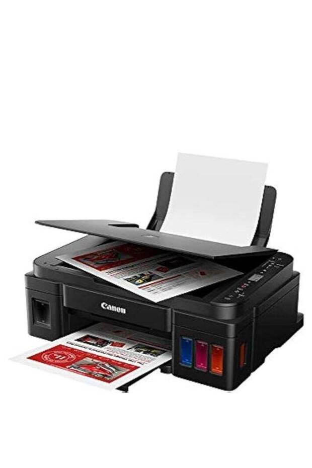طابعة G3410 متعددة الوظائف (طباعة، مسح ضوئي، نسخ) مع خزان حبر ملون وشريحة ملونة، باللون الأسود