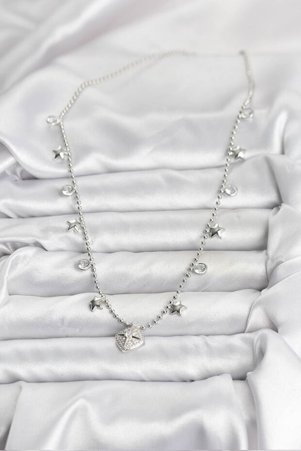 Polar Star Women's Necklace with Silver Brass Zircon for Elegant Necks