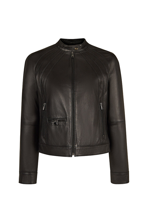 Victoria Women's Black Short Leather Jacket 26Wgd5711U4