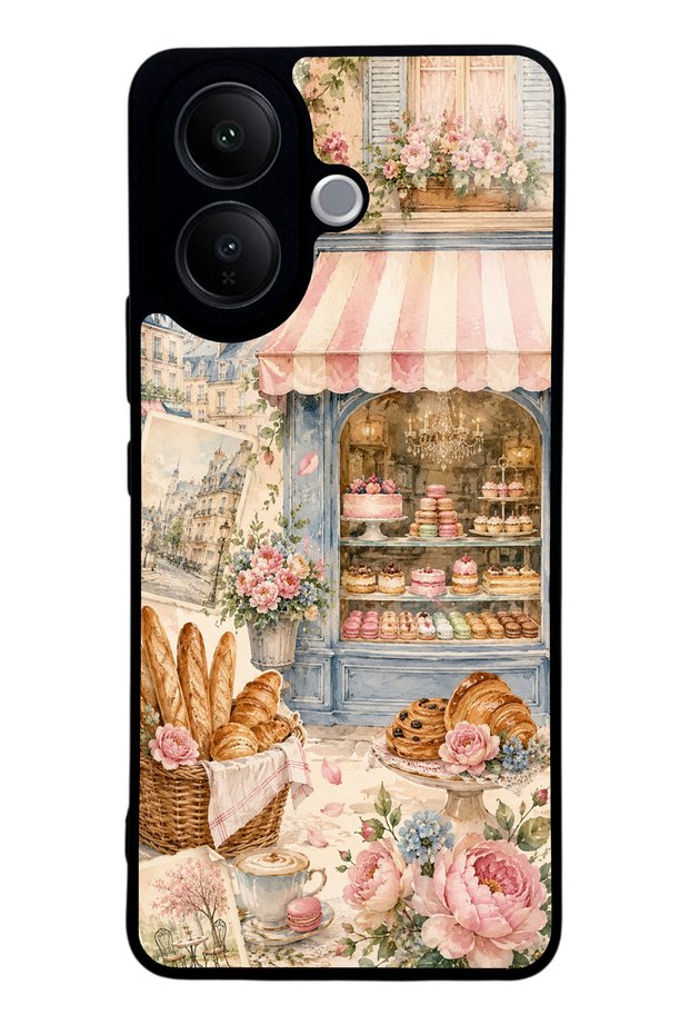 Vivo V60 Lite Paris Café Bloom Design Glossy Phone Case