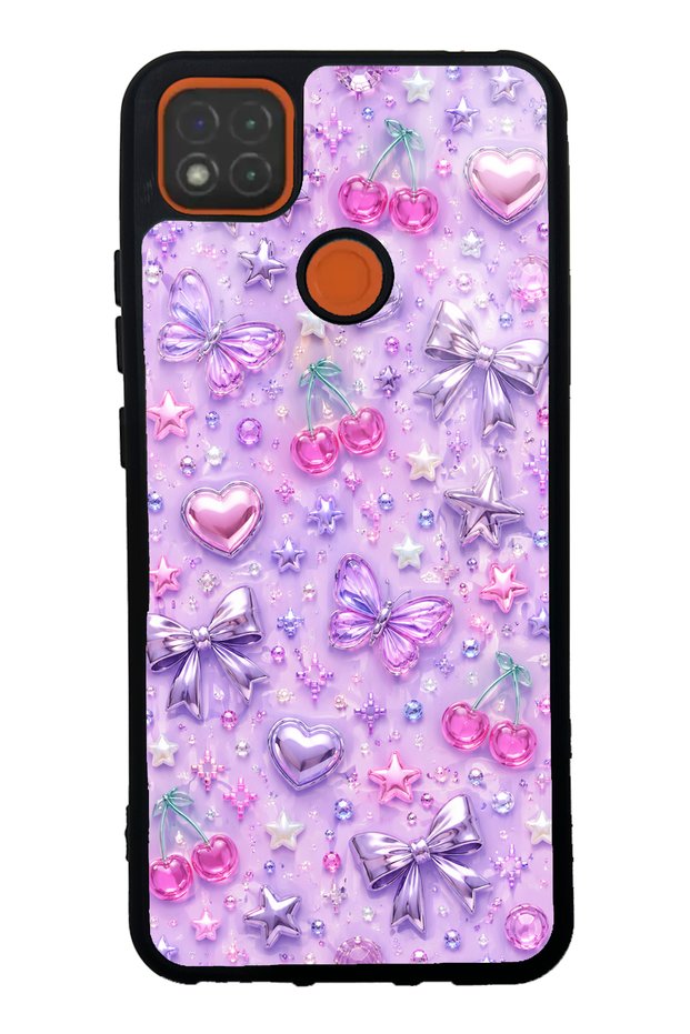 Xiaomi Redmi 9C Glossy Phone Case with Lilac Charm Pop Design
