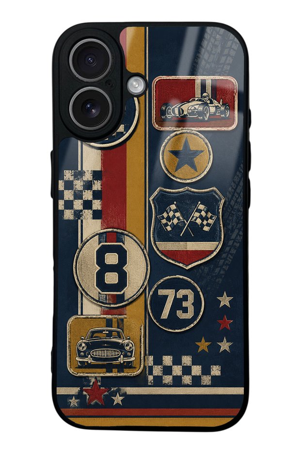 iPhone 17 Old School Racing Design Glossy Phone Case