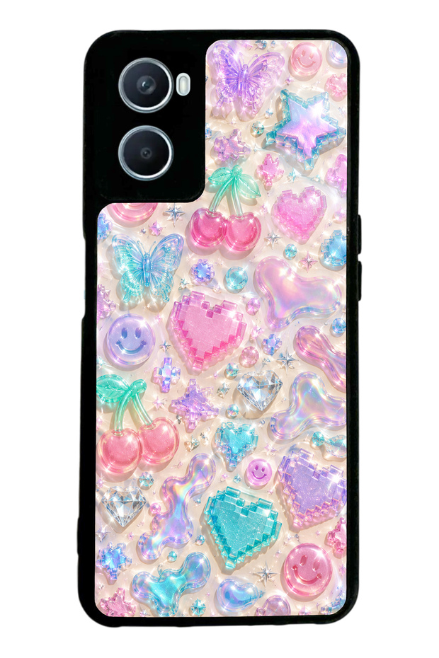 Oppo A96 Y2K Glossy Phone Case with Jelly Charms Design