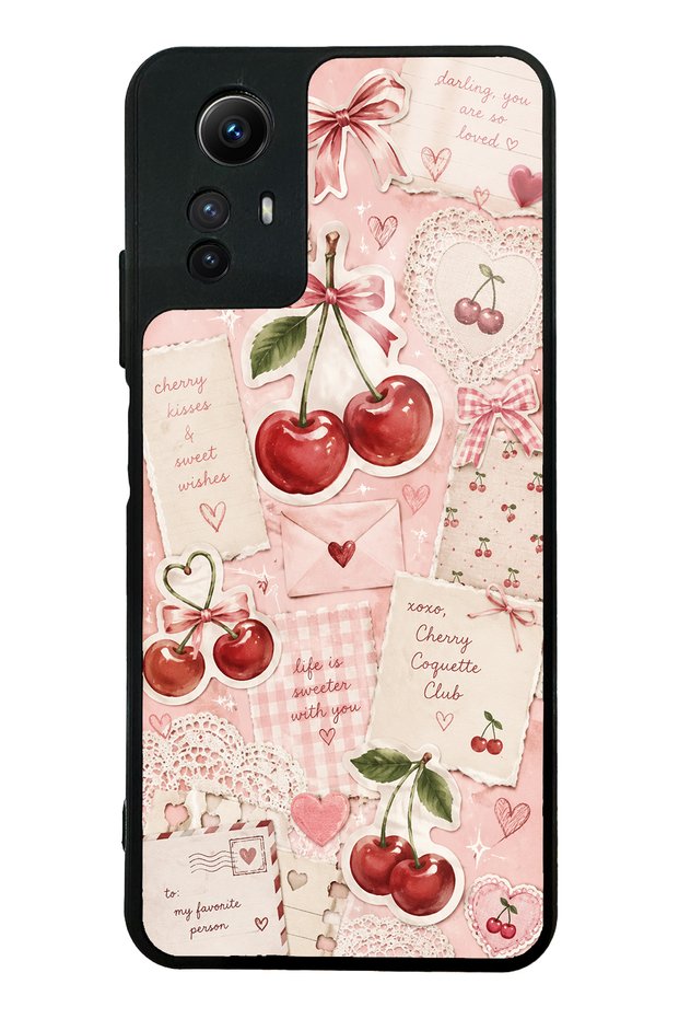 Xiaomi Redmi Note 12S Glossy Phone Case with Cherry Love Letters Design