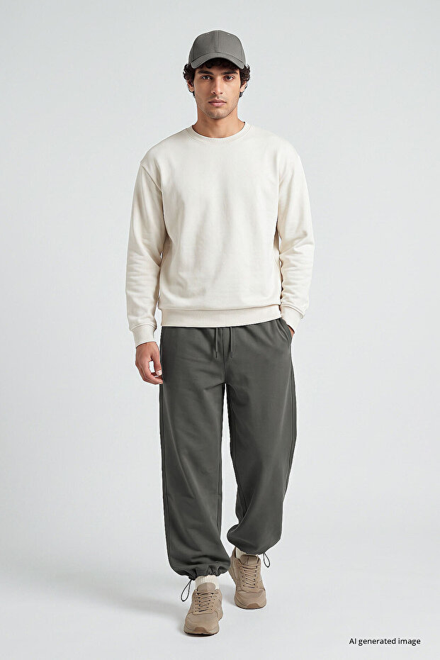 Khaki Elastic Men's Baggy Sweatpants - 82200