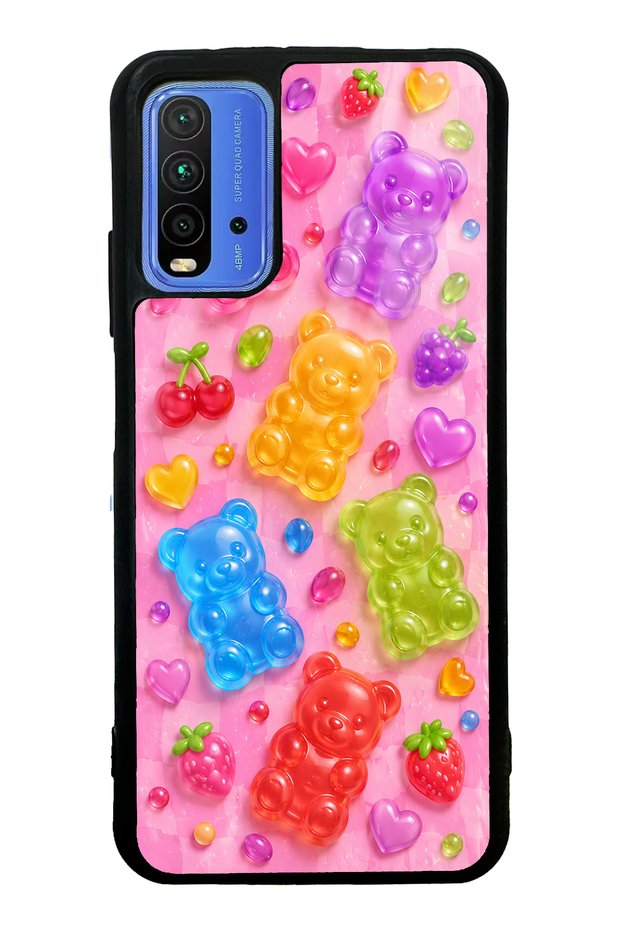 Xiaomi Redmi 9t Candy Bear Fruits Design Glossy Phone Case