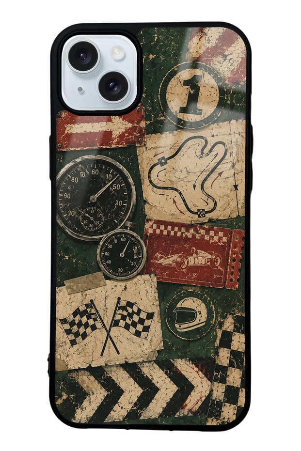 iPhone 15 Plus Heritage Track Club Design Glossy Phone Case
