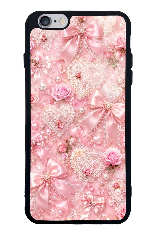 iPhone 6 Plus Pink Lace Romance Design Glossy Phone Case