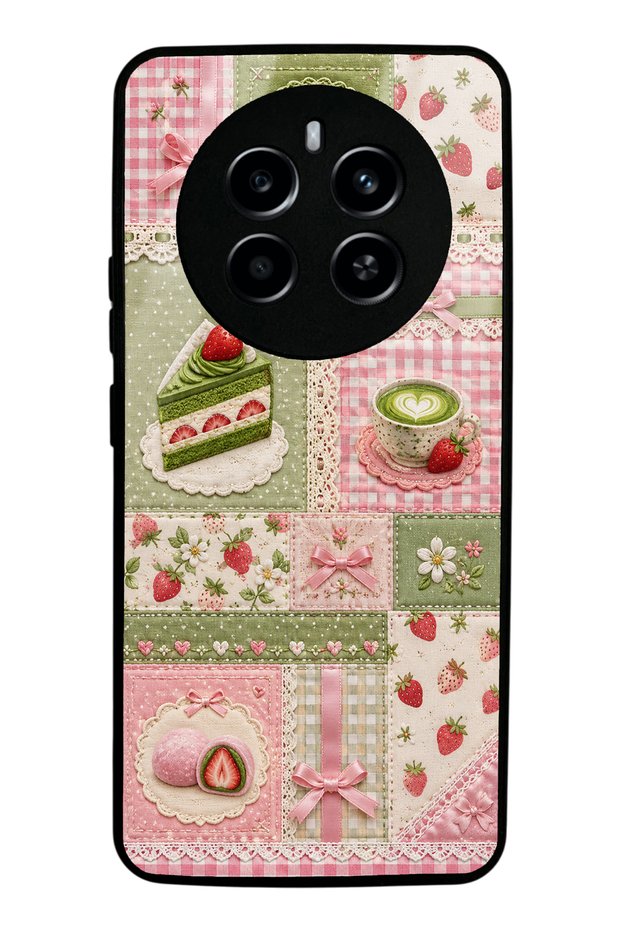 Realme 12 Matcha Berry Quilt Design Glossy Phone Case