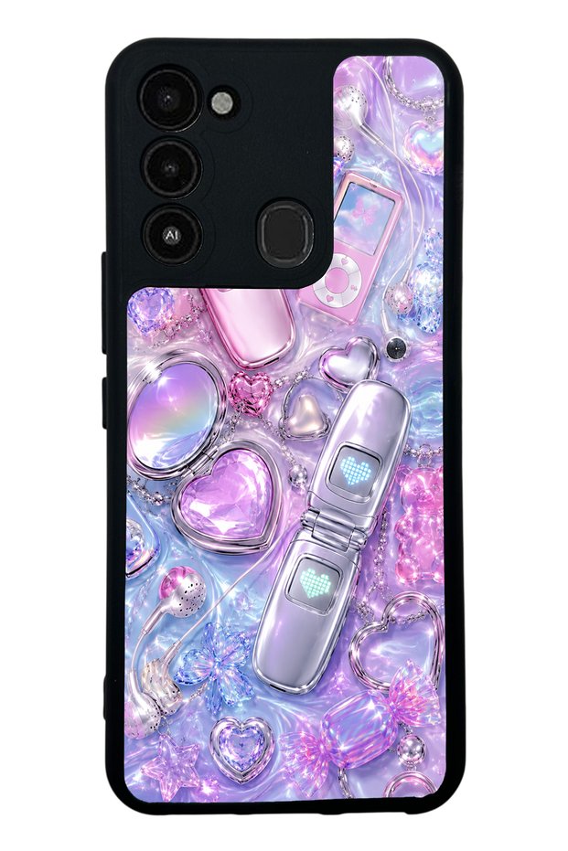 Tecno Spark 8C Chrome Heart Y2K Design Glossy Phone Case