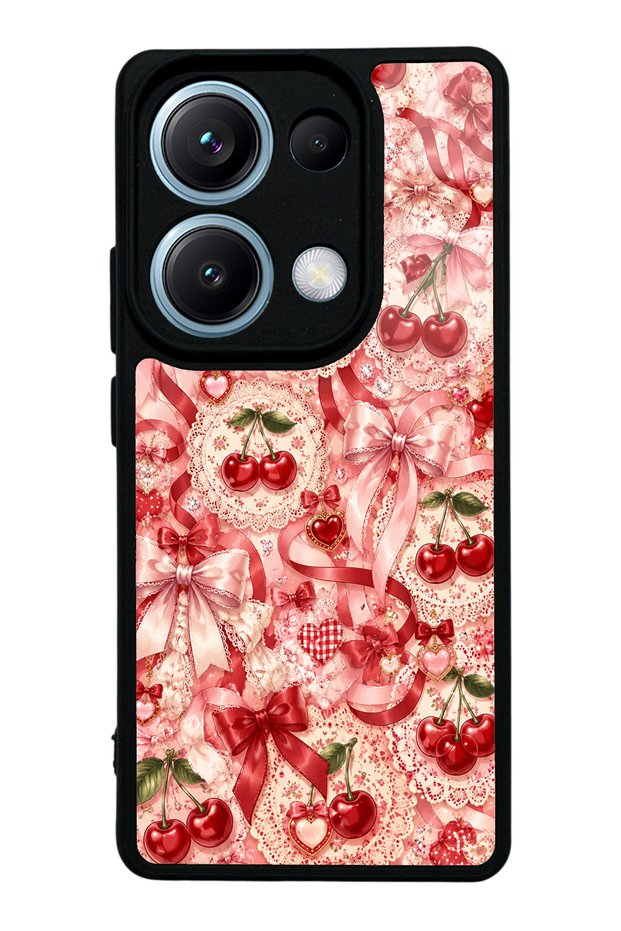 Xiaomi Redmi Note 13 Pro 4g Glossy Phone Case with Cherry Lace Fantasy Design