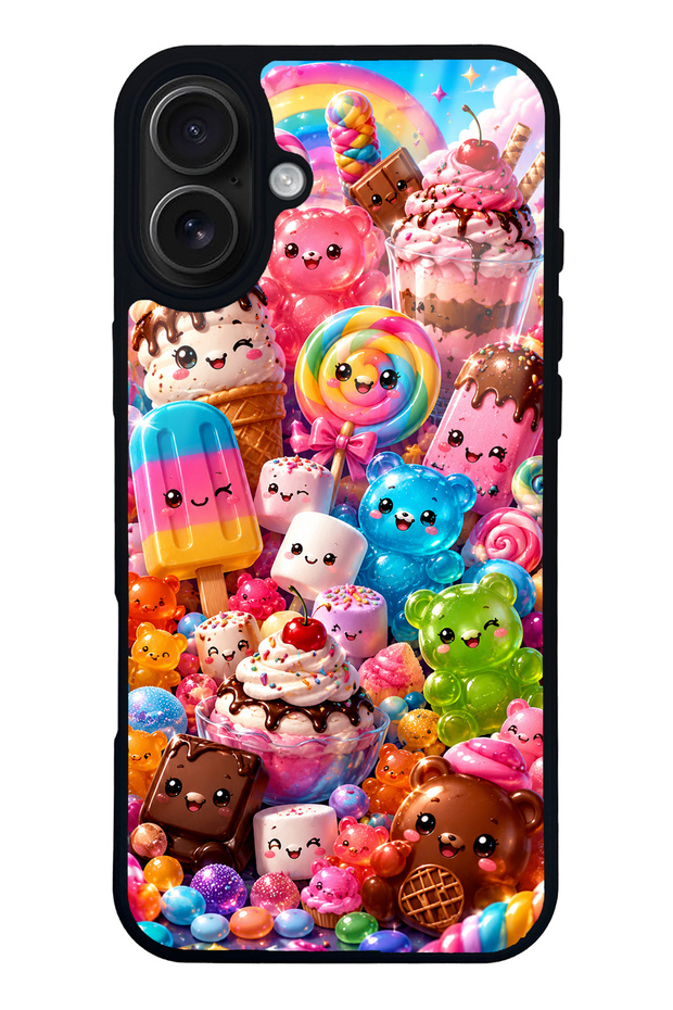 iPhone 16 Plus Kawaii Candy Party Design Glossy Phone Case