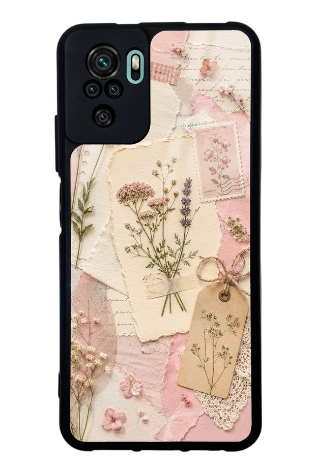 Xiaomi Redmi Note 10 Glossy Phone Case with Blush Herbarium Design