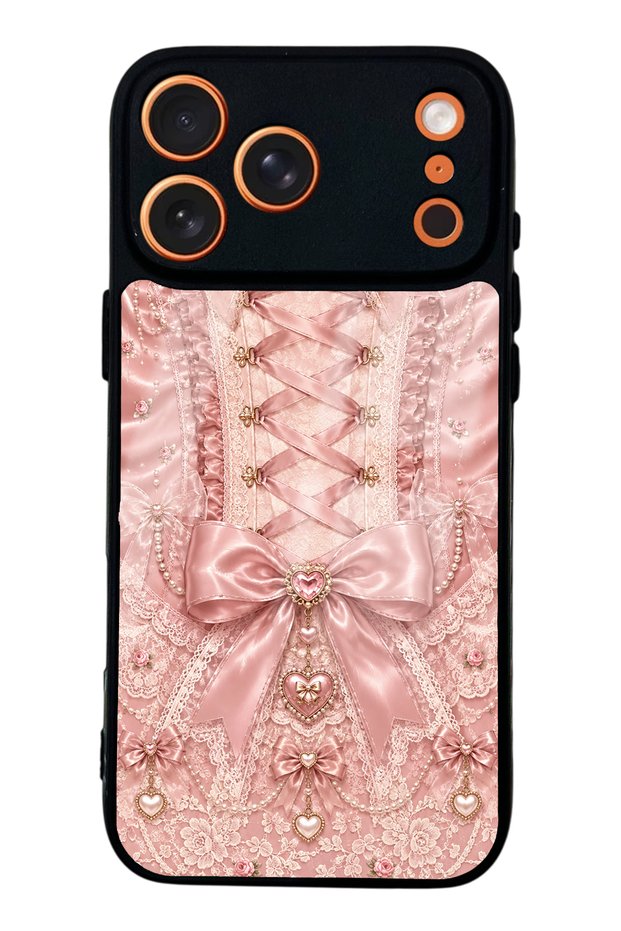 iPhone 17 Pro Max Pink Corset Coquette Design Glossy Phone Case