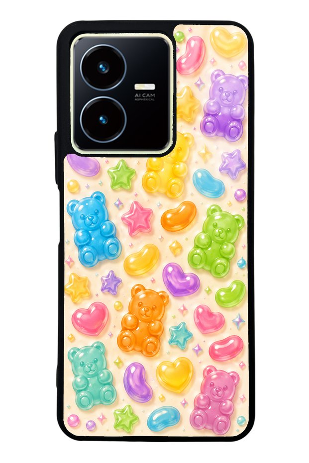 Vivo Y22S Glossy Phone Case with Sweet Bear Jelly Design