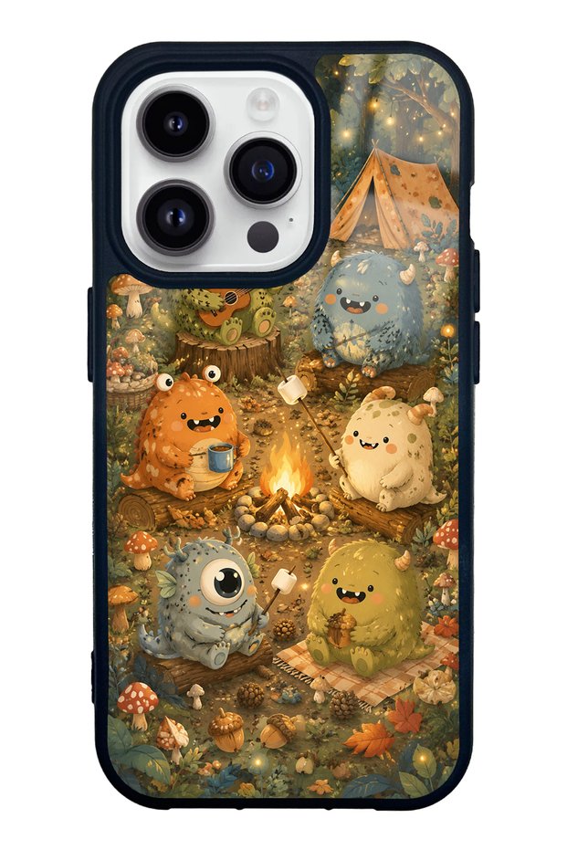 حافظة هاتف لامعة بتصميم Forest Friends Camp لهاتف iPhone 14 Pro