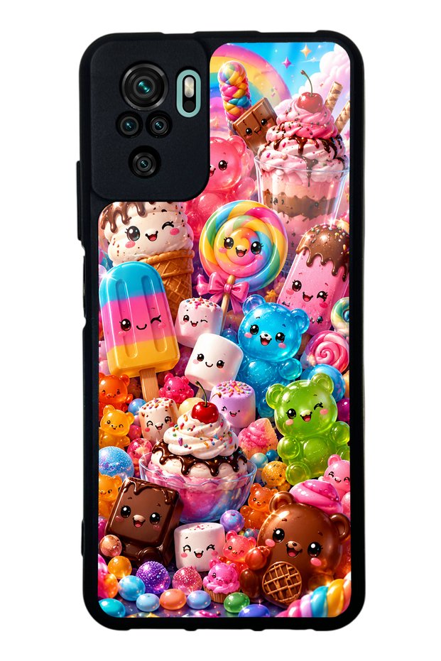 Xiaomi Redmi Note 10 Glossy Phone Case with Kawaii Candy Party Design