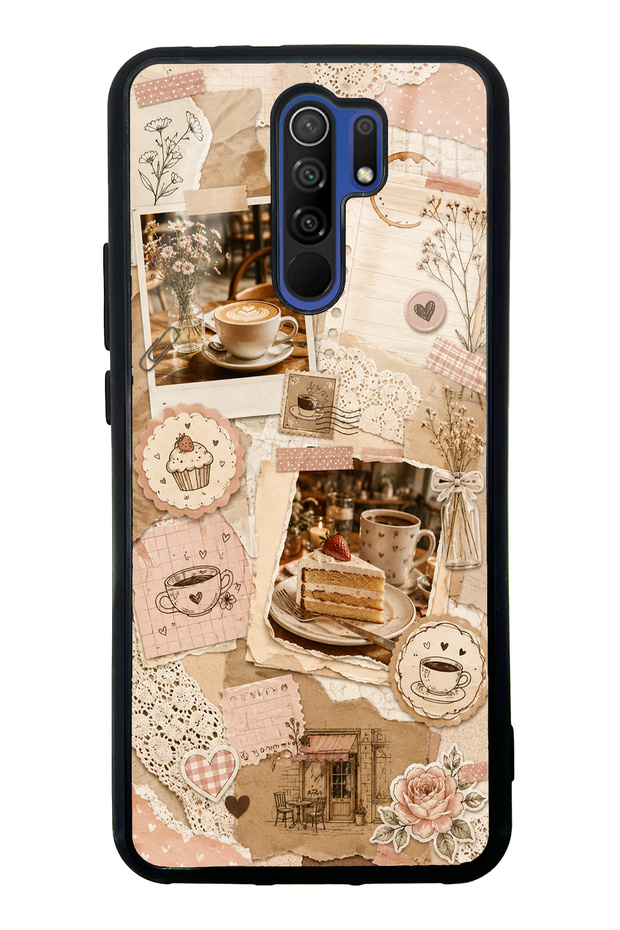 Xiaomi Redmi 9 Glossy Phone Case with Café Love Letters Design