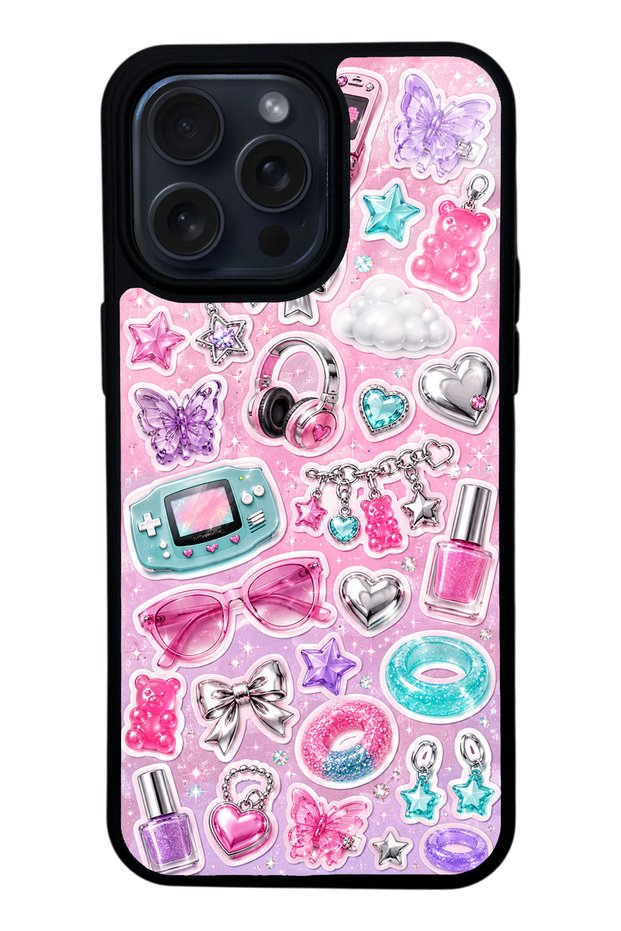 iPhone 14 Pro Max Y2K Sticker Dreams Design Glossy Phone Case