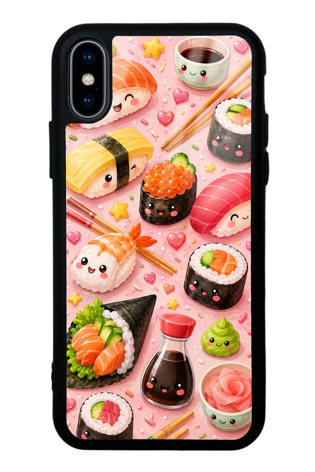 iPhone X Sushi Love Club Design Glossy Phone Case