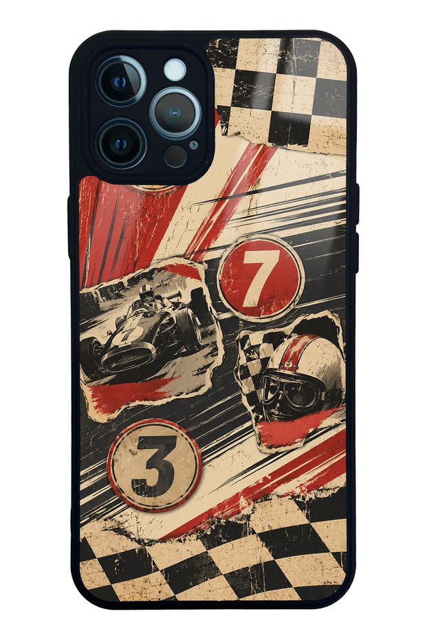 iPhone 12 Pro Max Retro Racing No. 7 Design Glossy Phone Cases