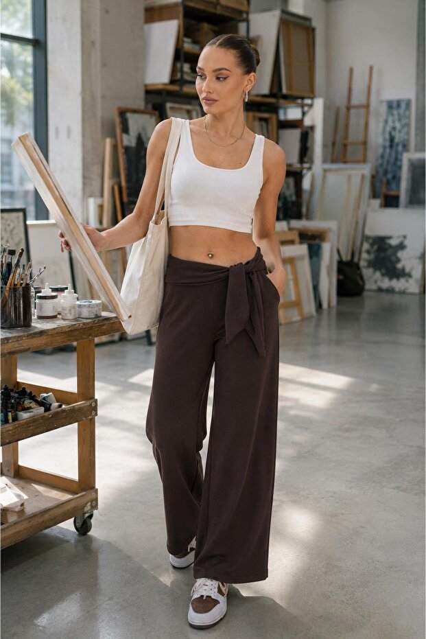 Women's Waist Shawl Detailed Single Bottom Sweatpants 265198 -