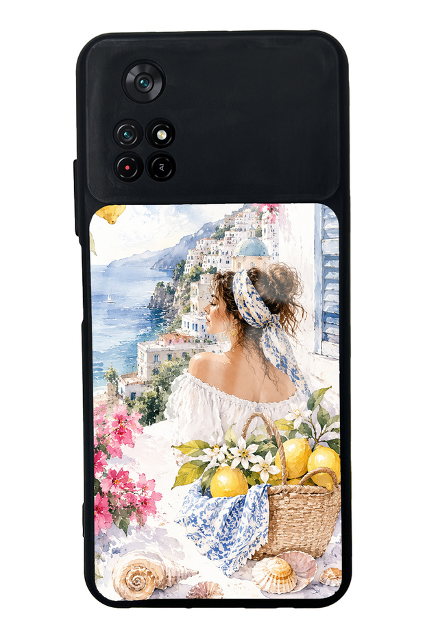 حافظة هاتف Xiaomi Poco M4 Pro بتصميم Positano باللون الأزرق اللامع
