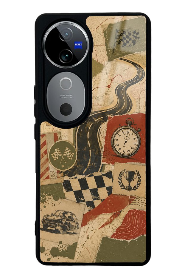 Vivo V40 Retro Road Racing Design Glossy Phone Case