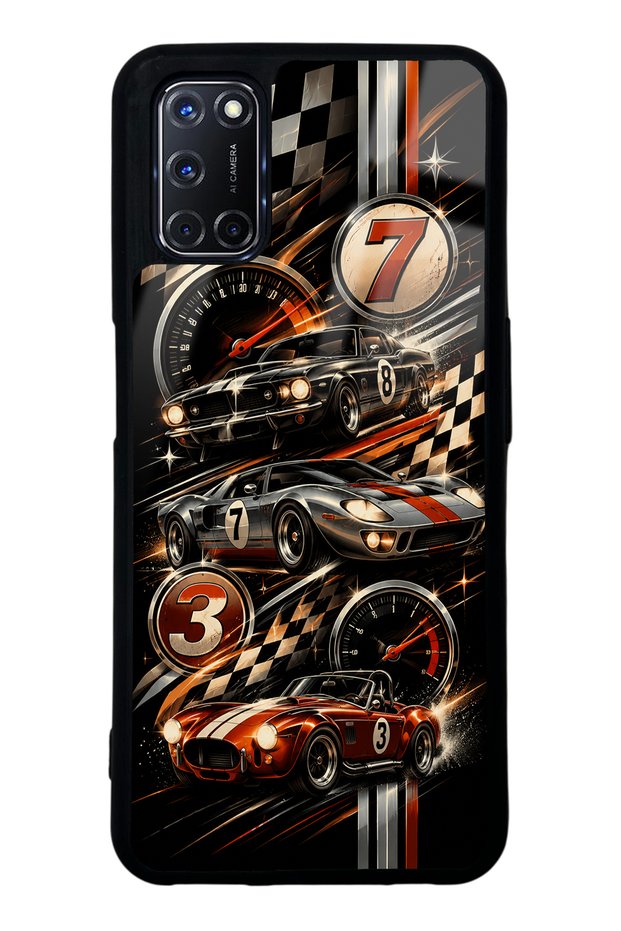 Oppo A52 Glossy Phone Case with Retro Speed Icons Design