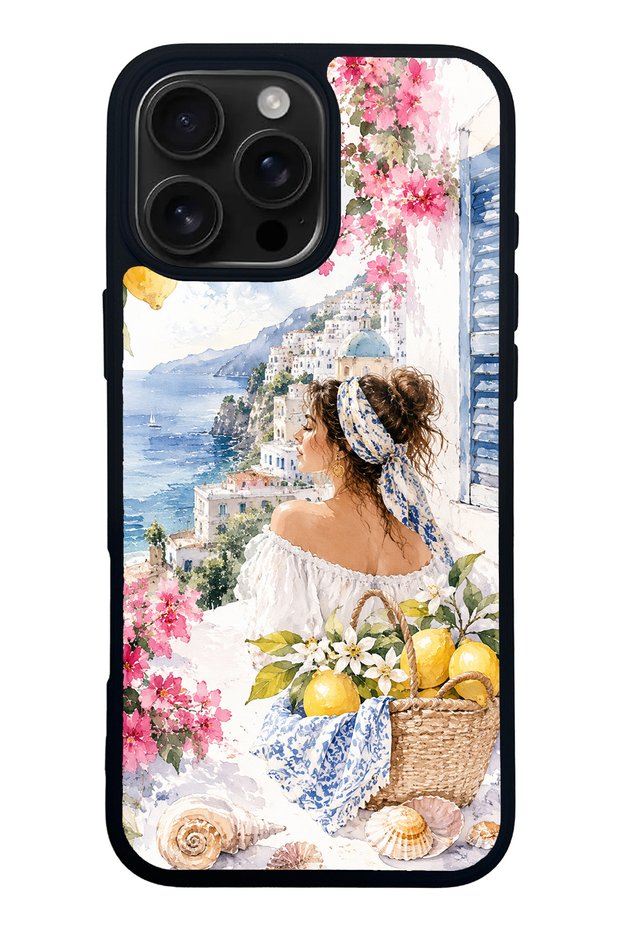iPhone 16 Pro Max Positano Blue Design Glossy Phone Case