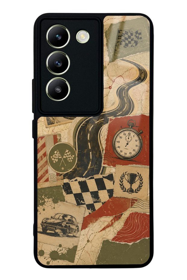 Vivo V30 Lite Glossy Phone Case with Retro Road Racing Design