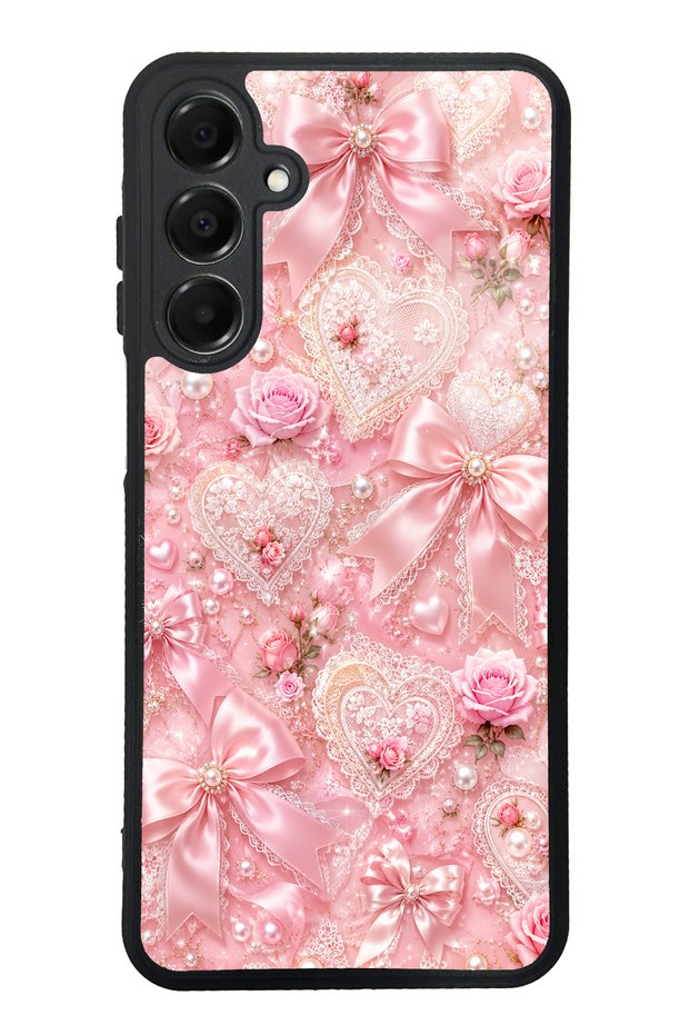 Samsung A16 Pink Lace Romance Design Glossy Phone Case
