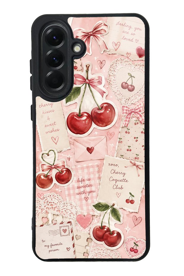 Samsung A56 Glossy Phone Case with Cherry Love Letters Design