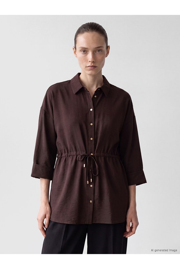 Lcw Comfort Brown Drawstring Women's Shirt