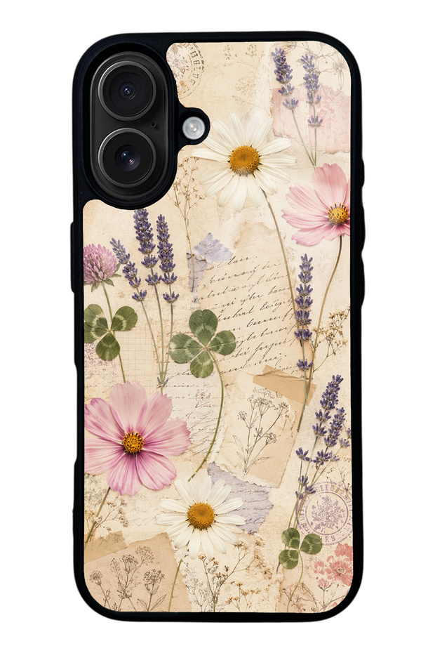iPhone 16 Glossy Phone Case with Wildflower Letters Design