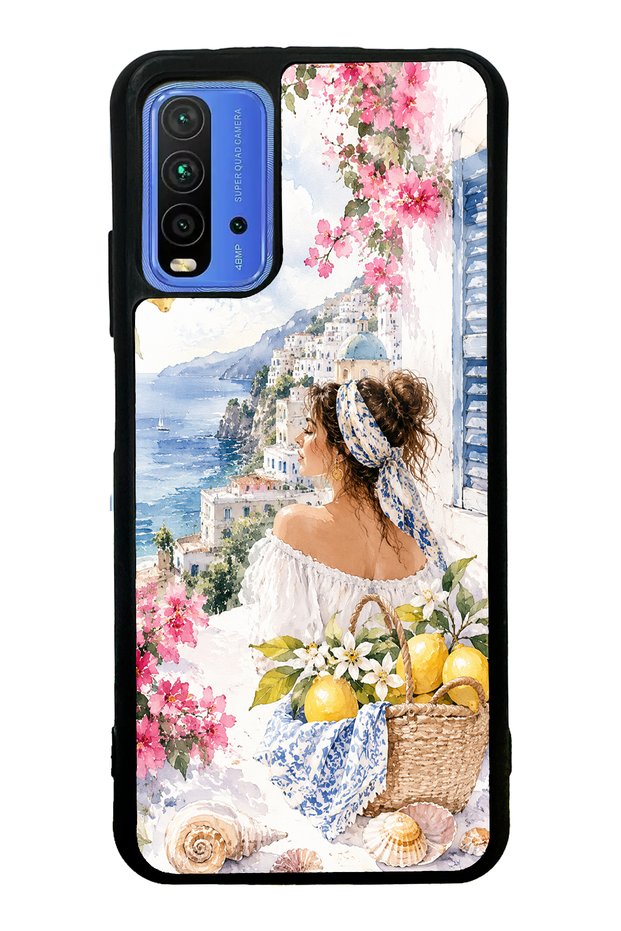 Xiaomi Redmi 9t Glossy Phone Case with Positano Blue Design