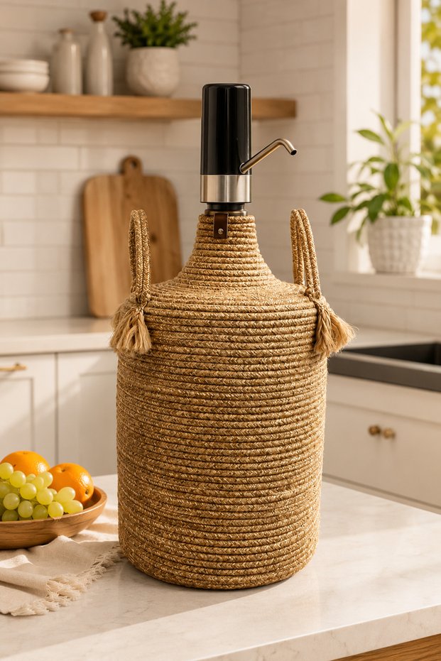 Norella Decorative Jute Wicker Rope Bottle Cover – Stylish and Modern Bottle Cover with Hand-Knitted Rope Design, Decorative Bottle Cover with Natural Jute Texture, Chic Design for Kitchen and Home Decoration