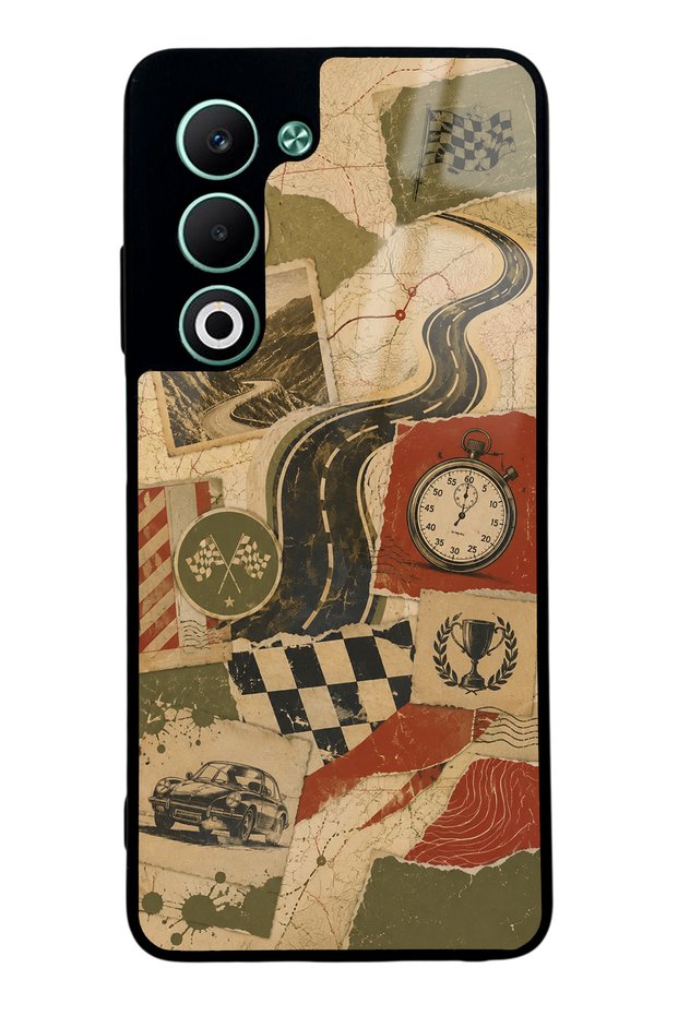 Oppo A5 Glossy Phone Case with Retro Road Racing Design