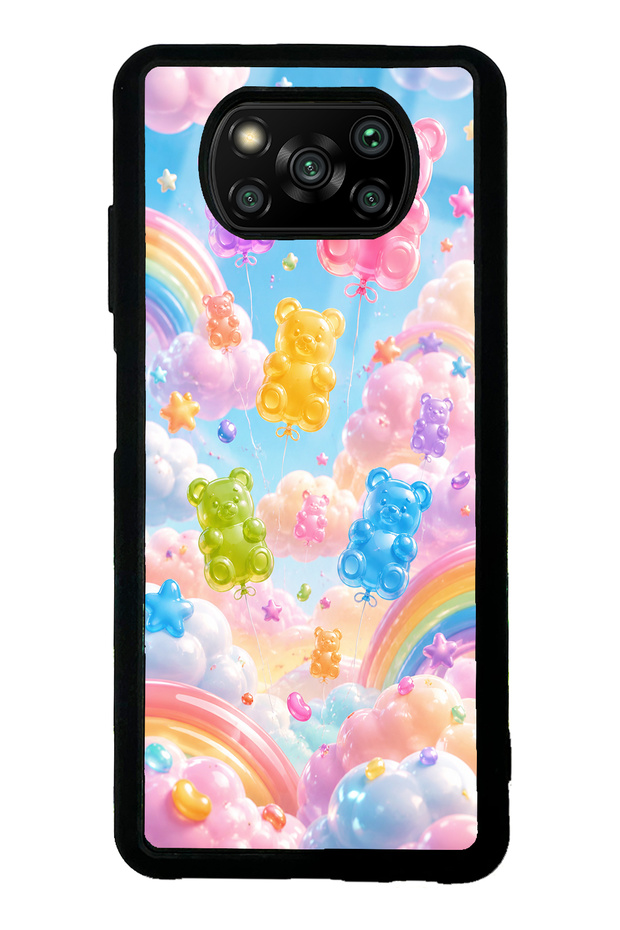 Xiaomi Poco X3 Glossy Phone Case with Jelly Bear Sky Design