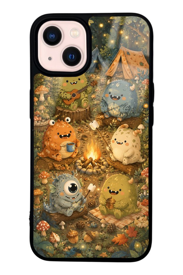حافظة هاتف لامعة بتصميم Forest Friends Camp لهاتف iPhone 13