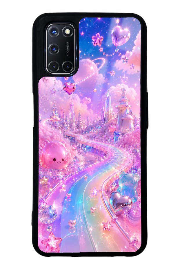 Oppo A52 Crystal Heart City Design Glossy Phone Case