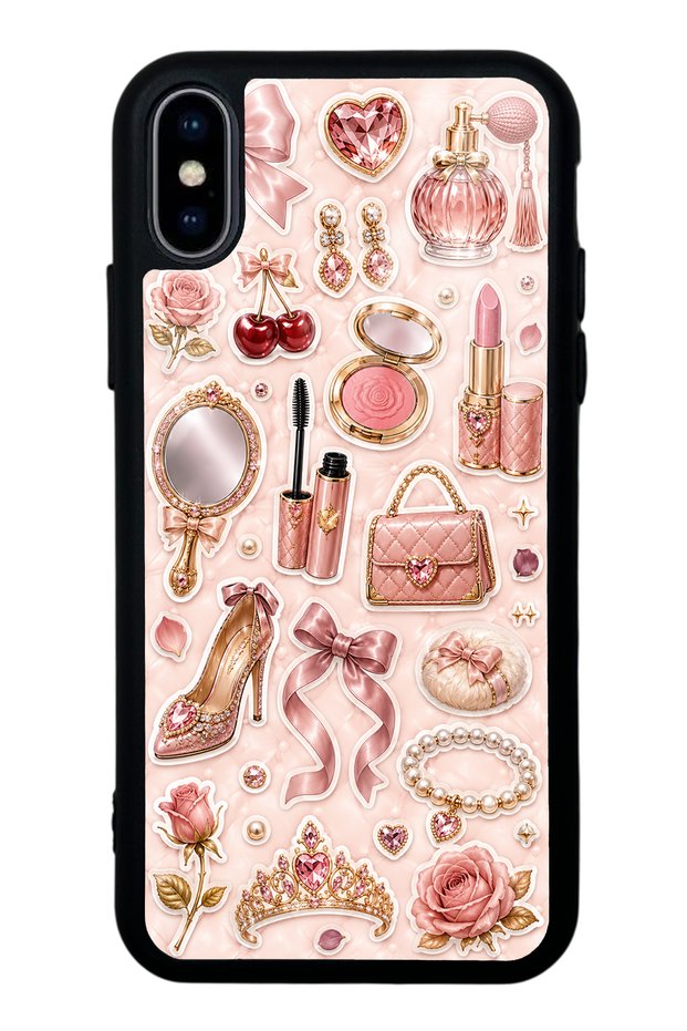 iPhone XS Max Rose Gold Glam Design Glossy Phone Case