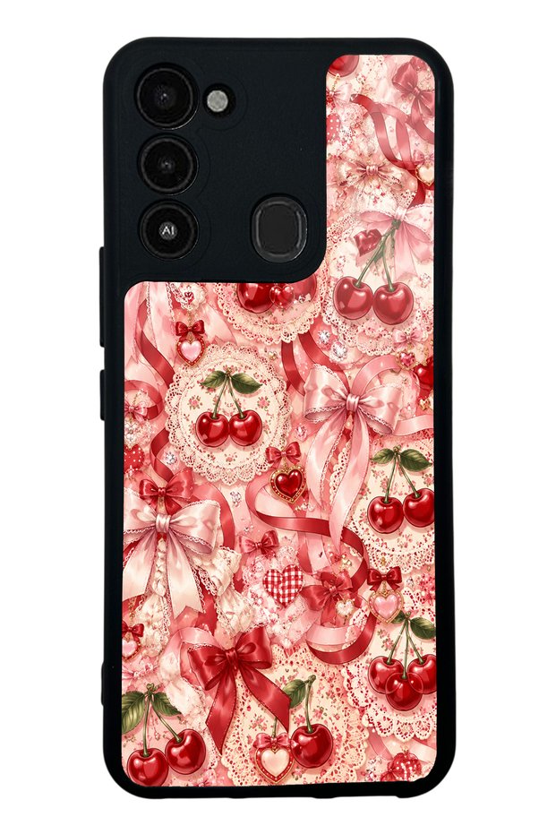 Tecno Spark 8C Glossy Phone Case with Cherry Lace Fantasy Design