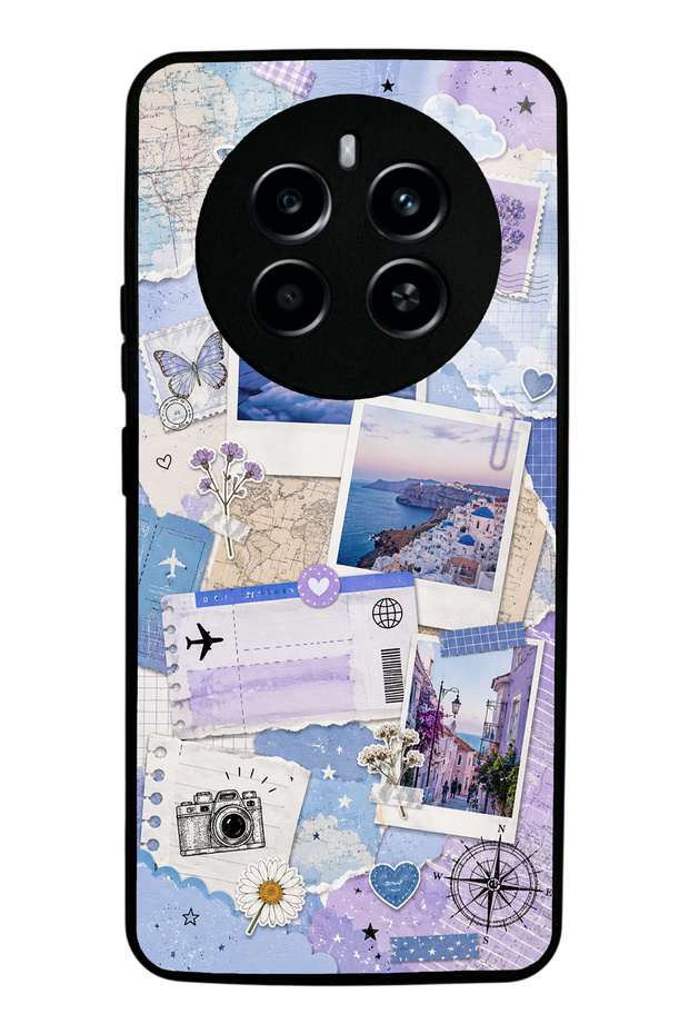 Realme 12 Pro Plus Pastel Travel Diary Design Glossy Phone Case