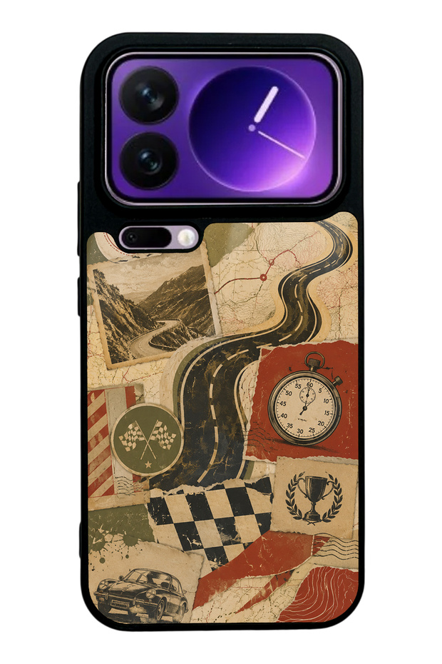 Xiaomi 17 Pro Glossy Phone Case with Retro Road Racing Design