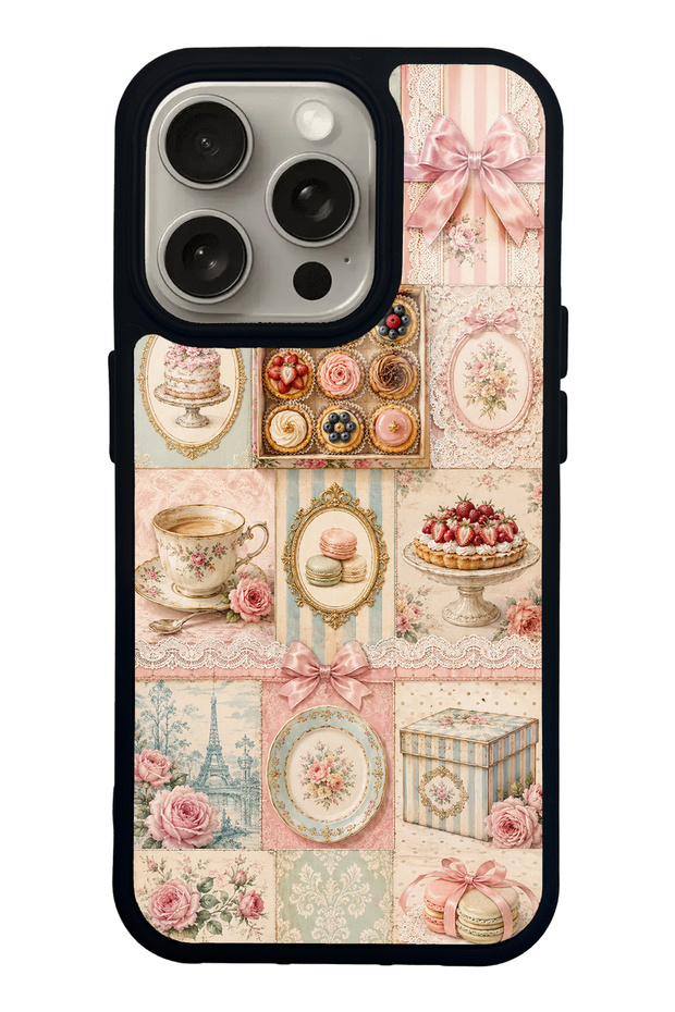 iPhone 15 Pro Parisian Sweet Quilt Design Glossy Phone Case